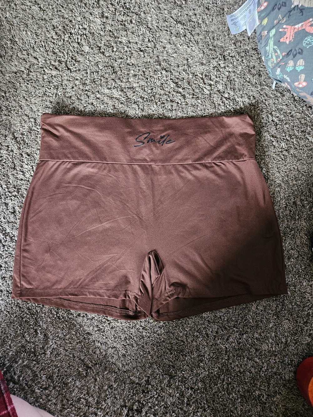 SHEIN Brown High-Waist Smile Seamless Bike Shorts